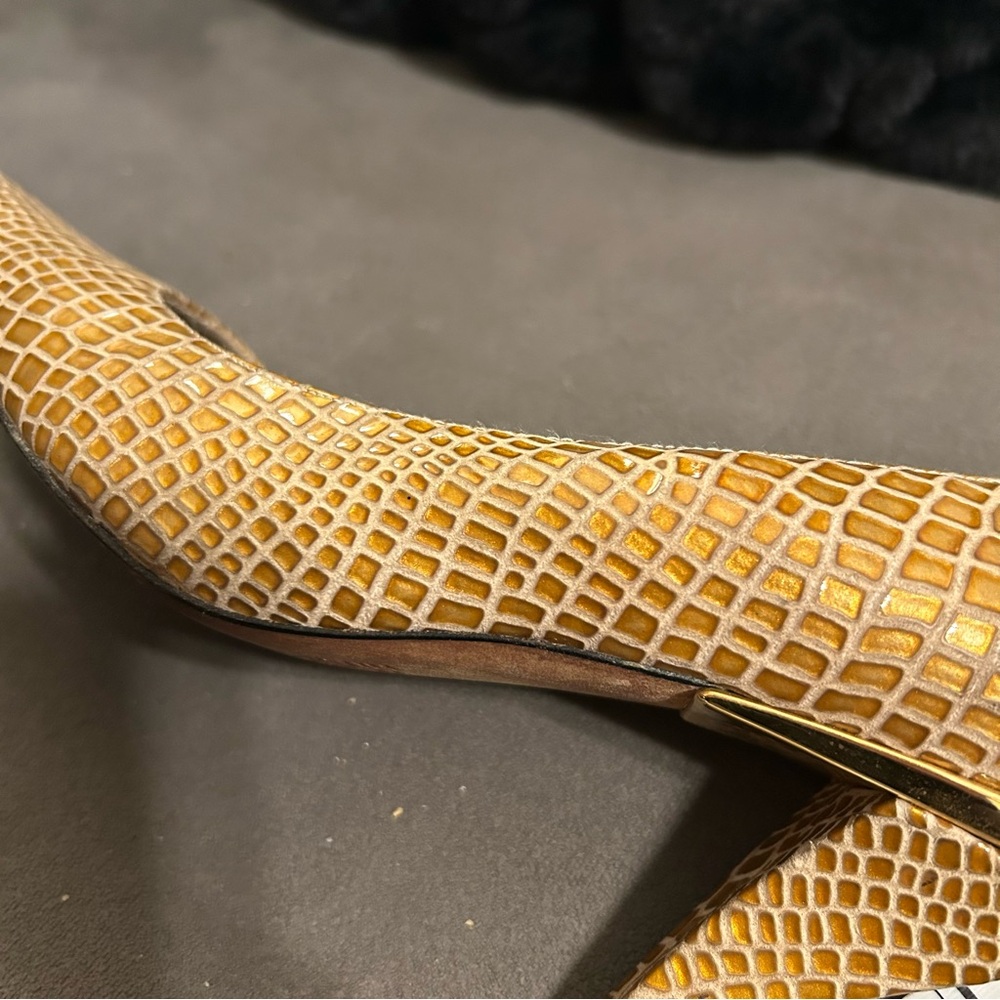 Vintage Timothy Hitsman Womens 8M Pumps Gold Leather Faux Snake Skin see desc - Picture 7 of 13